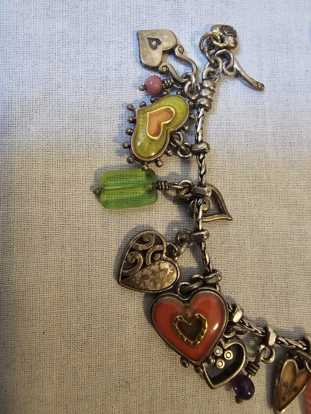Retired Brighton Hearts Melody Charm Bracelet Portobello Enamel Hearts Toggle - Picture 4 of 13
